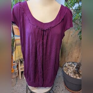 Pretty Cable & Guage Scoopneck Pleated Rayon Knit Oversized  Top Size Xl